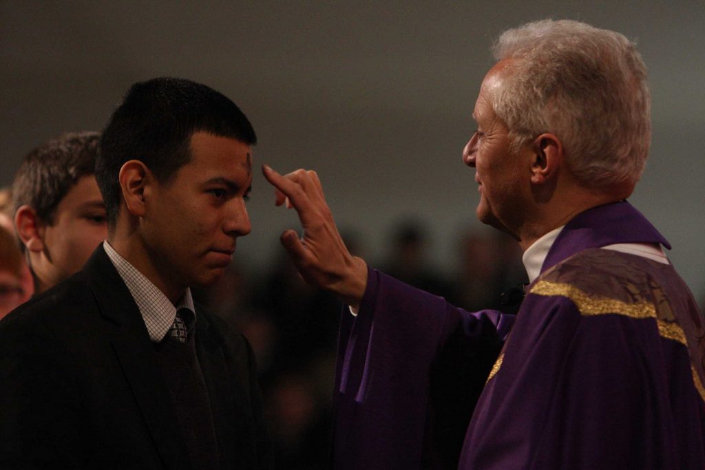 2014 Ash Wednesday Mass at Saint John's High School in Shrewsbury, Massachusetts. | Photo credit: Saint John's High School